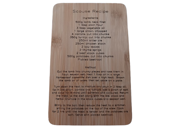 Scouse Recipe - Bamboo Chopping Board